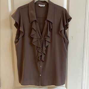 Calvin Klein Ruffled Brown Blouse